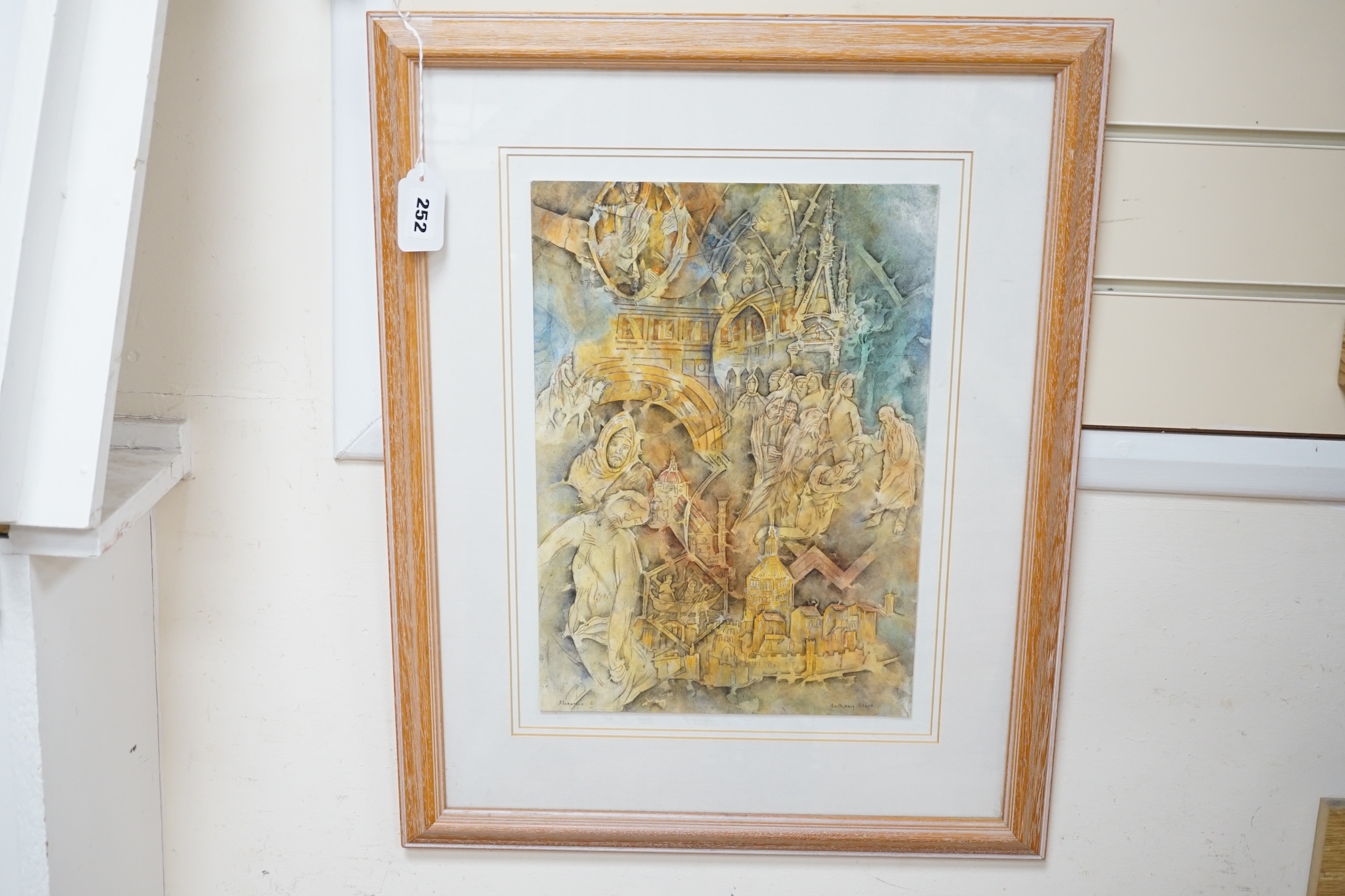 From the Studio of Fred Cuming. Anthony Clark (20th. C), watercolour, Religious theme, Florence, signed and inscribed, 37 x 26cm. Condition - fair to good